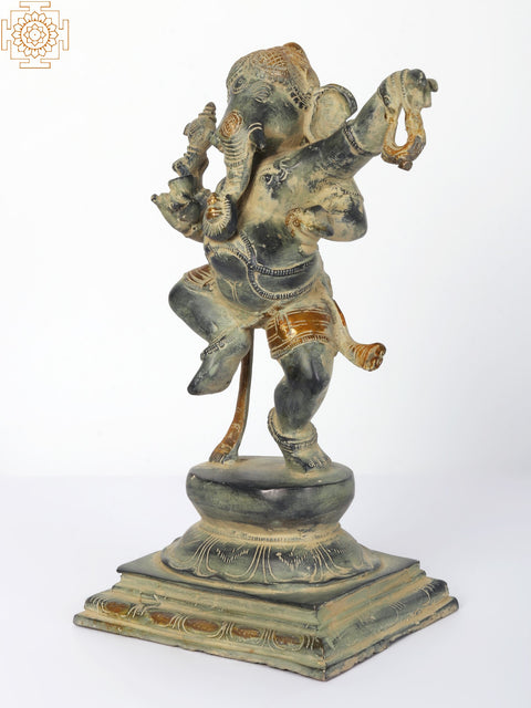 12" Dancing Ganesha Brass Statue