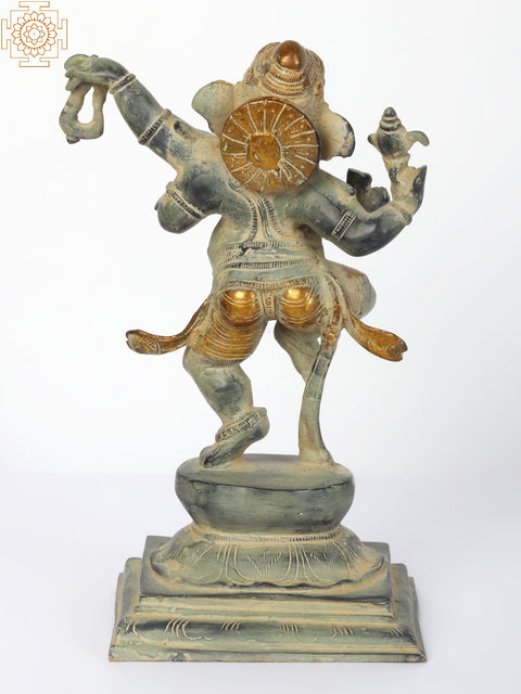 12" Dancing Ganesha Brass Statue