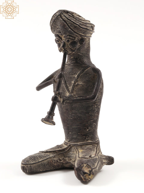 4" Small Tribal Male Musicians in Brass | Set of Four