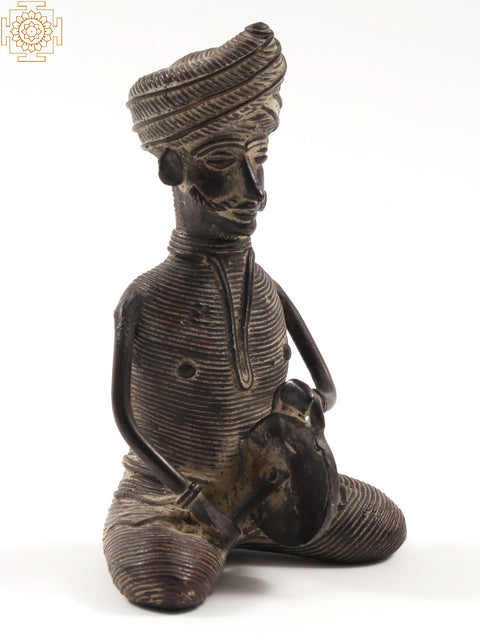 4" Small Tribal Male Musicians in Brass | Set of Four