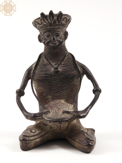 4" Small Tribal Male Musicians in Brass | Set of Four