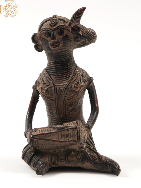 3" Small Tribal Female Musicians in Brass | Set of Three