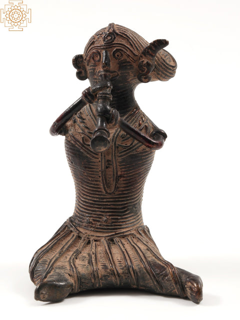 3" Small Tribal Female Musicians in Brass | Set of Three