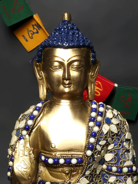 12" Gautam Buddha Preaching His Dharma | Brass with Inlay Work