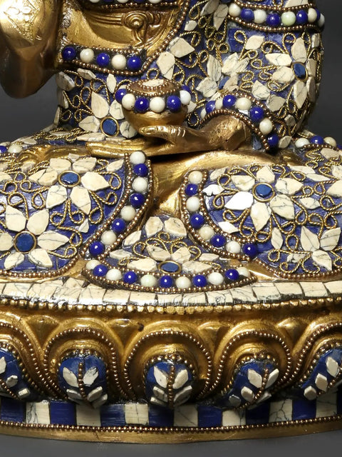 12" Gautam Buddha Preaching His Dharma | Brass with Inlay Work