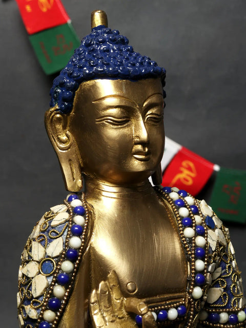 12" Gautam Buddha Preaching His Dharma | Brass with Inlay Work