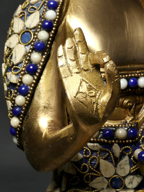 12" Gautam Buddha Preaching His Dharma | Brass with Inlay Work