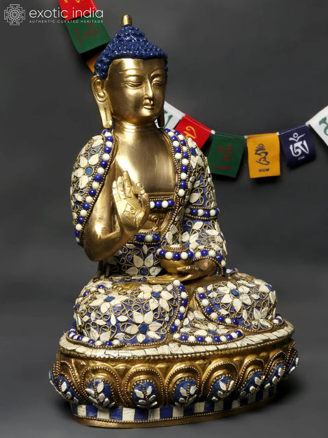 12" Gautam Buddha Preaching His Dharma | Brass with Inlay Work
