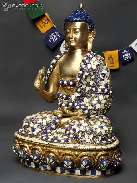 12" Gautam Buddha Preaching His Dharma | Brass with Inlay Work