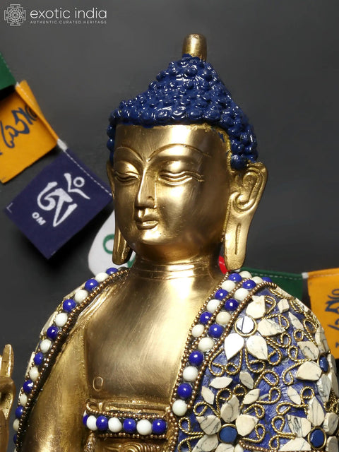 12" Gautam Buddha Preaching His Dharma | Brass with Inlay Work