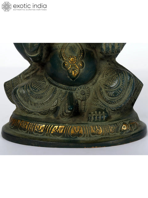 7" Blessing Ganesha Brass Statue