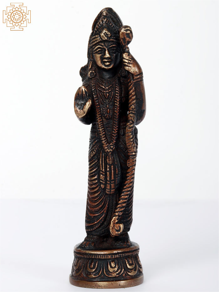 5" Handmade Brass Bhagwan Ram Idol for Pooja