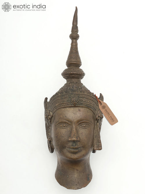 10" Thai Lady Head Brass Statue Home Decor