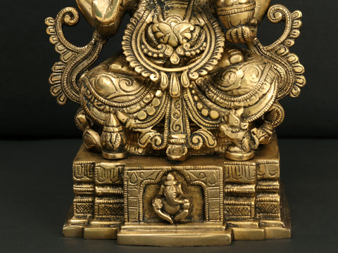 12" Sitting Chaturbhuja Lord Ganesha Brass Sculpture