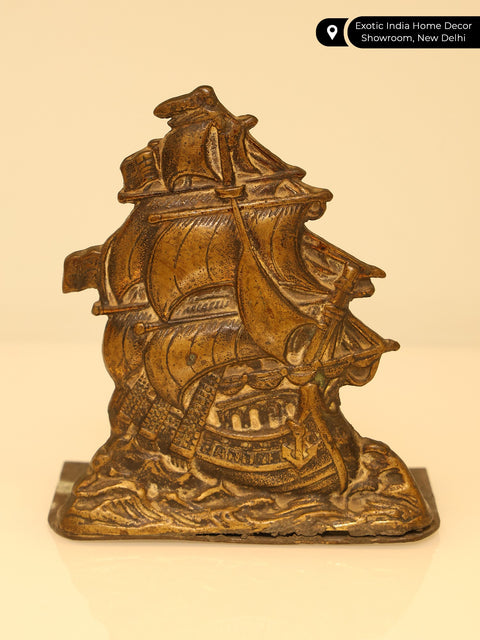 The Ship in Sea Decorative Brass Art Piece