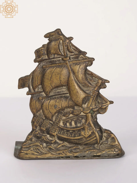 The Ship in Sea Decorative Brass Art Piece