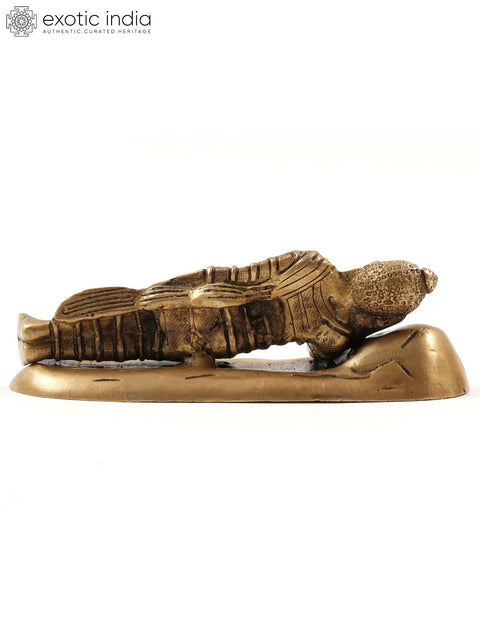 6" Small Parinirvana Buddha Brass Statue