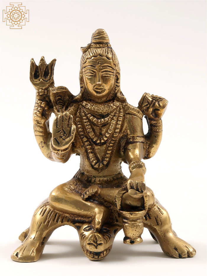 4" Blessing Lord Shiva Handmade Brass Statue