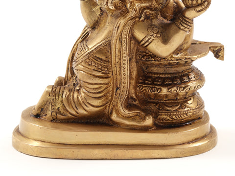 6" Brass Lord Ganesha Idol Loving to Shivling