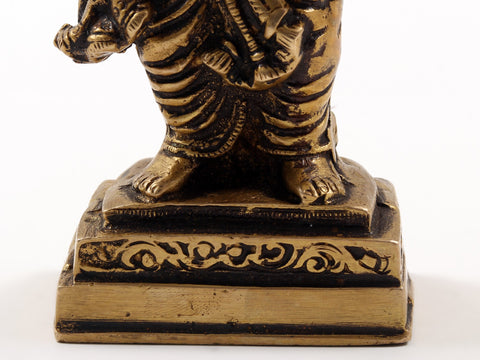 6" Three Face Lord Ganesha Idol Standing on Pedestal | Small Brass Statue
