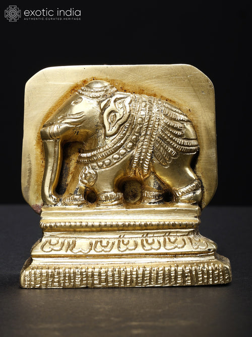 3" Small Brass Elephant Statue for Home Decor