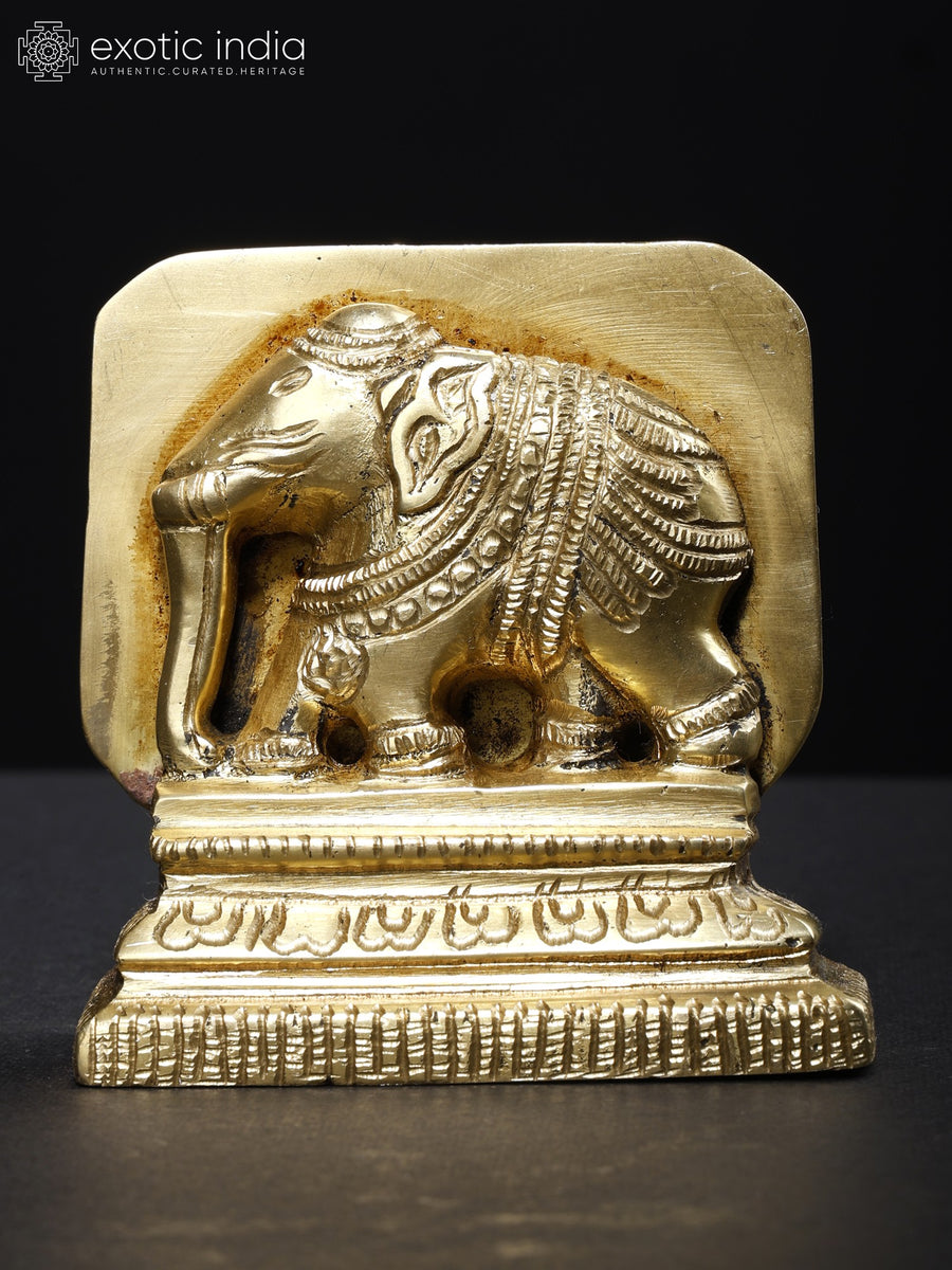 3" Small Brass Elephant Statue for Home Decor