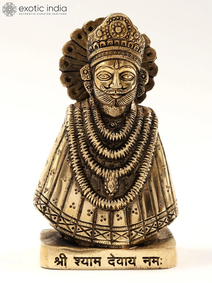 6" Lord Khatu Shyam Ji Handmade Brass Statue