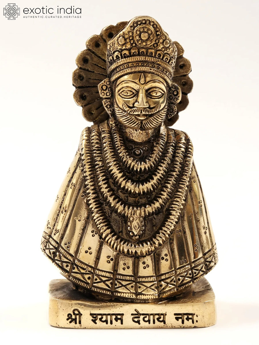 6" Lord Khatu Shyam Ji Handmade Brass Statue
