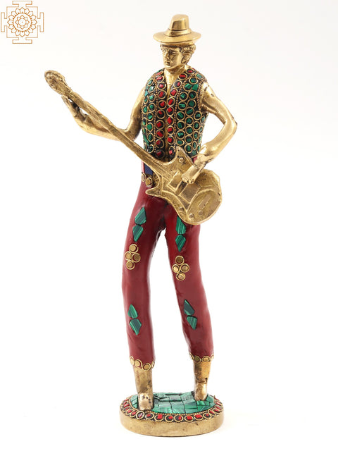 11" Set of Five Musicians | Brass with Inlay Work | Home Décor