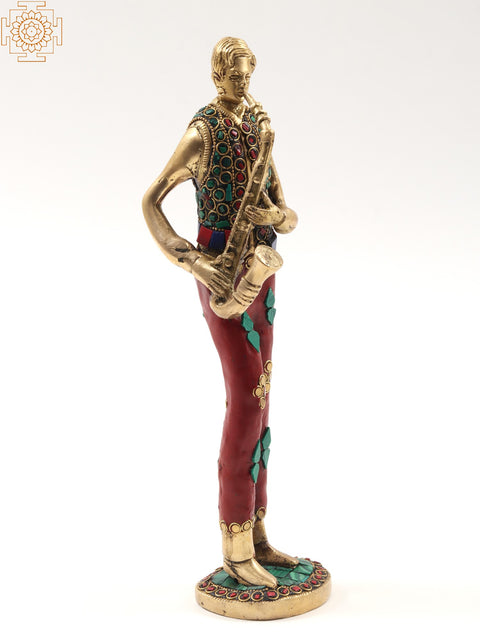 11" Set of Five Musicians | Brass with Inlay Work | Home Décor