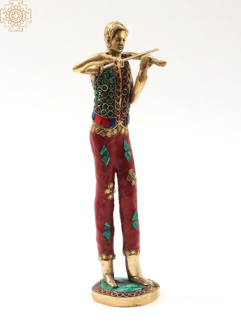 11" Set of Five Musicians | Brass with Inlay Work | Home Décor