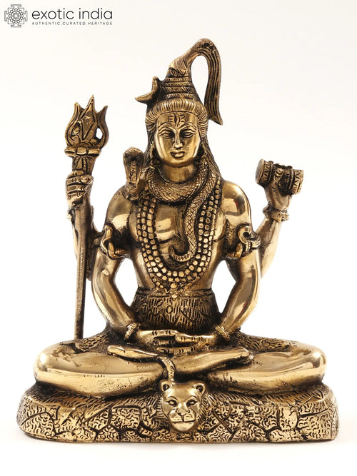 8" Lord Shiva Dhyana Mudra Brass Idol Handmade