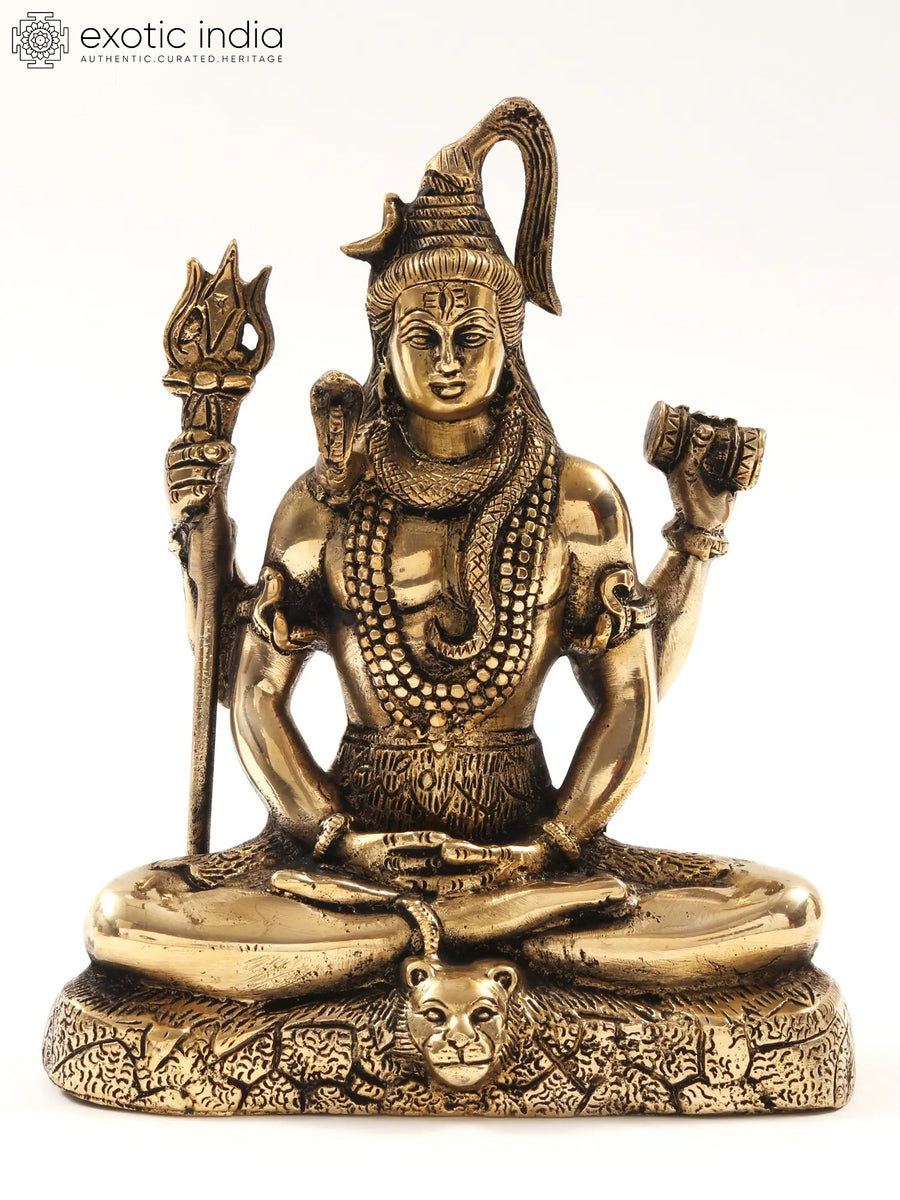 8" Lord Shiva Dhyana Mudra Brass Idol Handmade