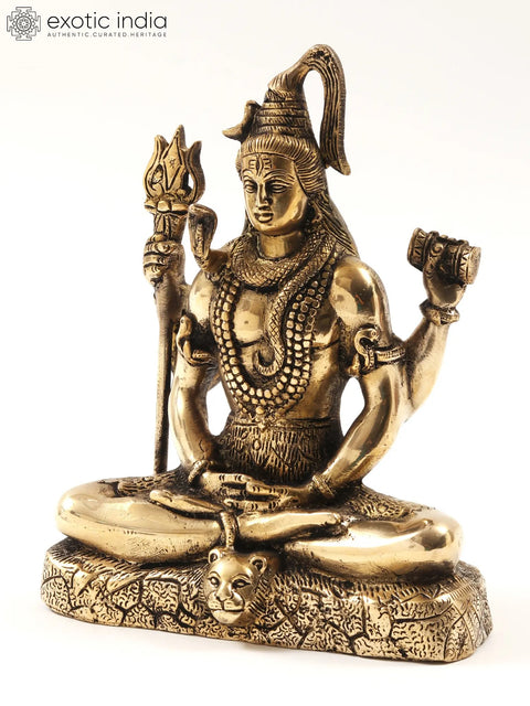 8" Lord Shiva Idol In Dhyana Mudra | Brass Statue