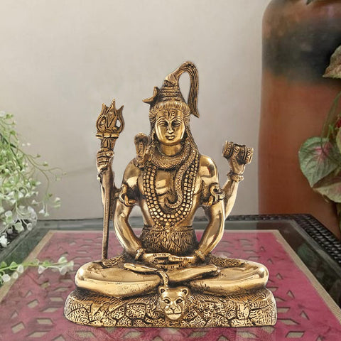 8" Lord Shiva Idol In Dhyana Mudra | Brass Statue