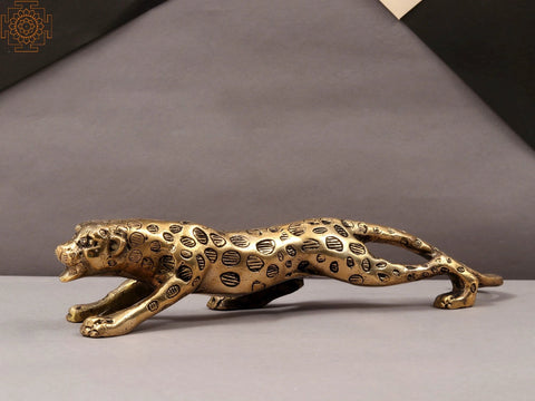 10" Angry Leopard Brass Figurines | Home Decor