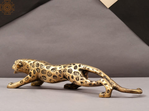 10" Angry Leopard Brass Figurines | Home Decor