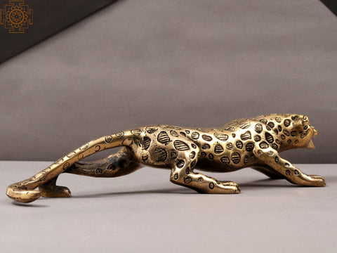 10" Angry Leopard Brass Figurines | Home Decor