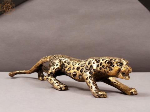 10" Angry Leopard Brass Figurines | Home Decor
