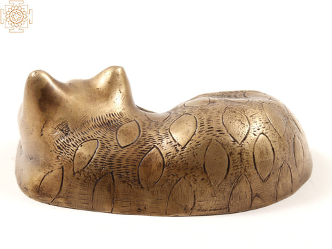 7" Brass Decorative Relaxing Cat | Table Decor Items