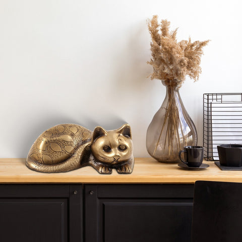 7" Brass Decorative Relaxing Cat | Table Decor Items