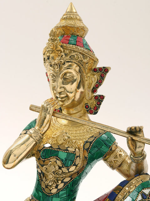 11" Set of Three Musicians | Brass with Inlay Work