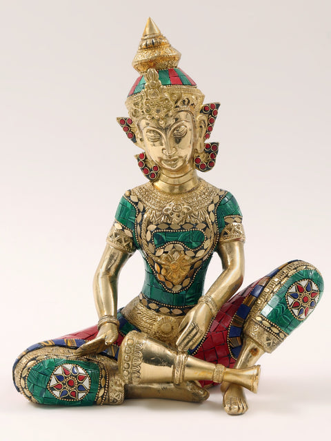 11" Set of Three Musicians | Brass with Inlay Work
