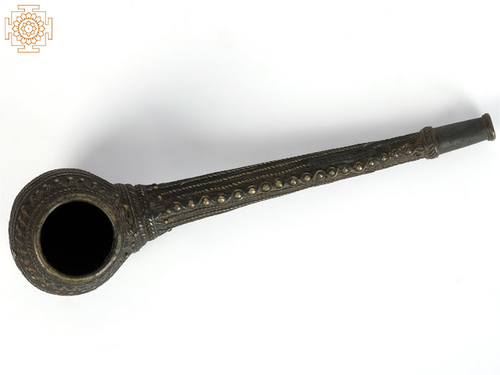 Tribal Large Pipe in Brass | Collectible Item