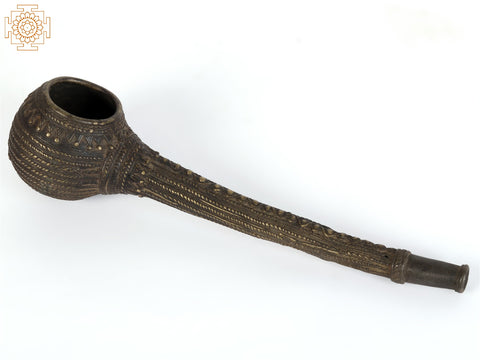 Tribal Large Pipe in Brass | Collectible Item