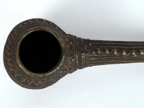 Tribal Large Pipe in Brass | Collectible Item