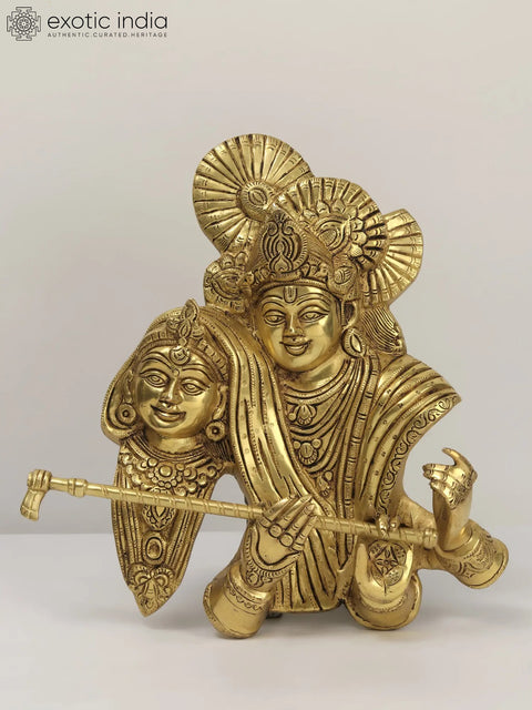 13" Brass Radha Krishna Wall Hanging