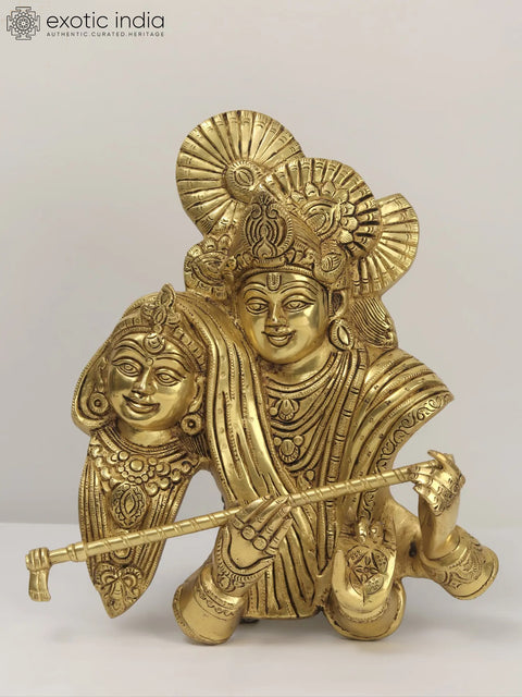 13" Brass Radha Krishna Wall Hanging