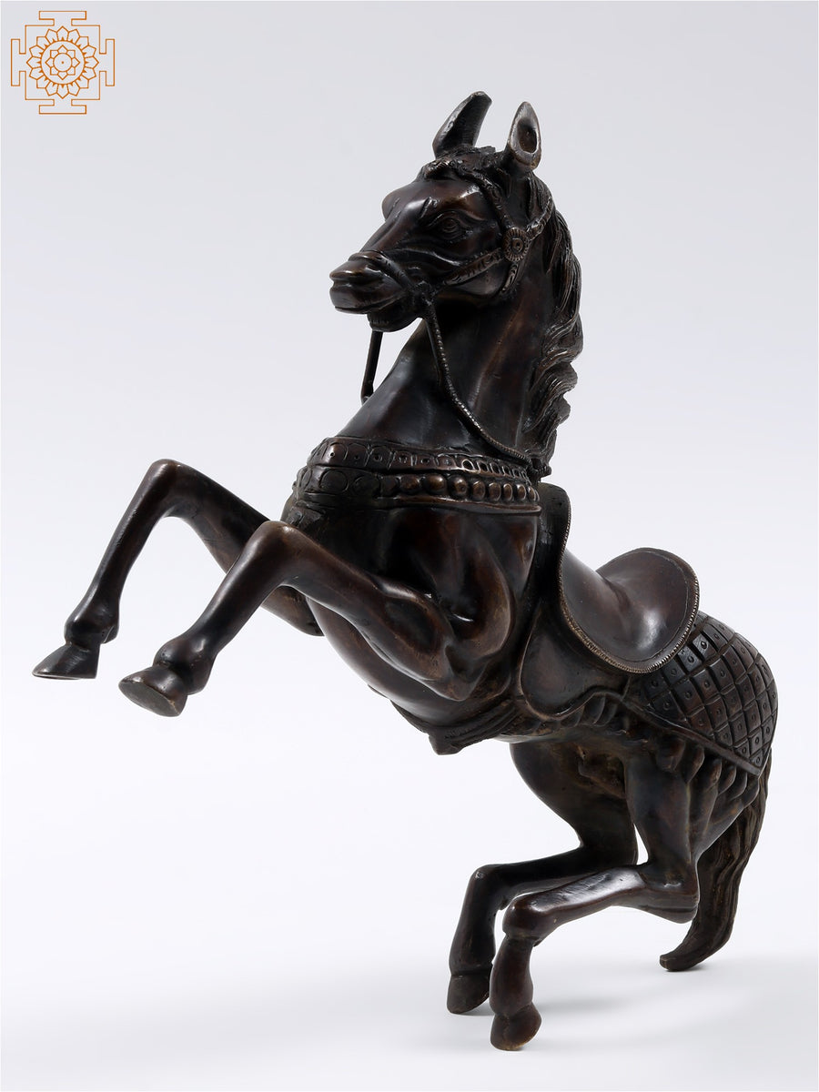 11" Jumping Horse Brass Statue for Home Decor
