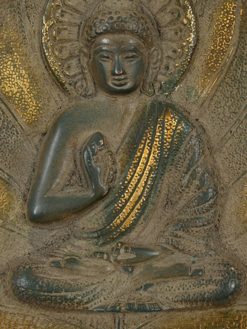 8" Gautama Buddha on Paan Leaf | Brass Wall Hanging Idol